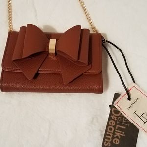 Cognac Bow Crossbody Purse